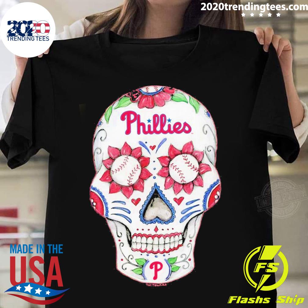 Official philadelphia Phillies Tiny Turnip Sugar Skull T-shirt