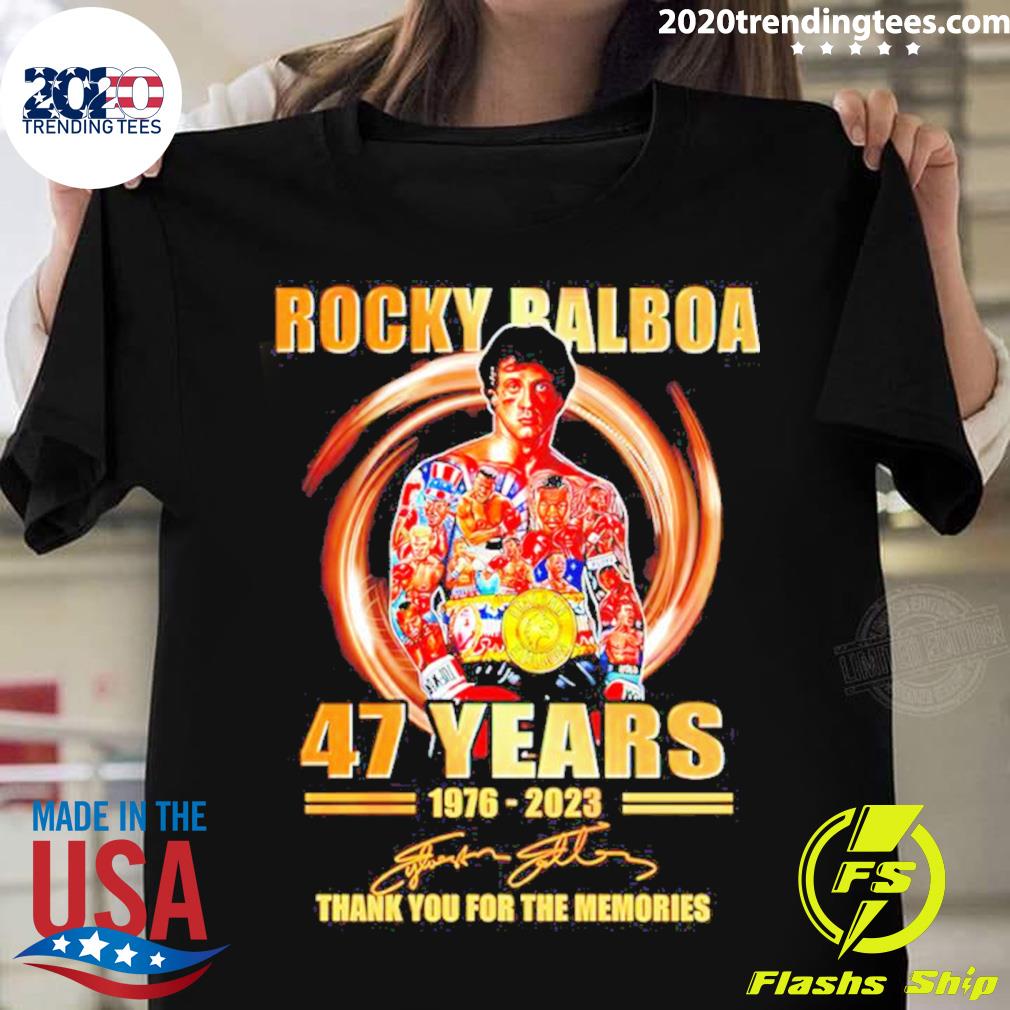 Official rocky Balboa 47 Years 1976 – 2023 Signature Thank You For The Memories T-shirt