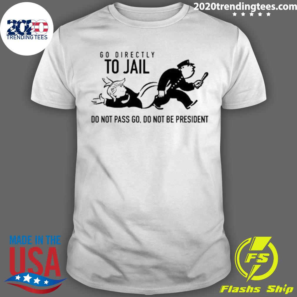 Official trump Go To Jail Card Monopoly Parody T-shirt