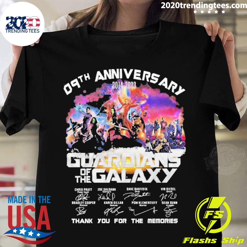 09th Anniversary 2014-2023 Guardians Of The Galaxy Thank You For The Memories Signatures T-shirt