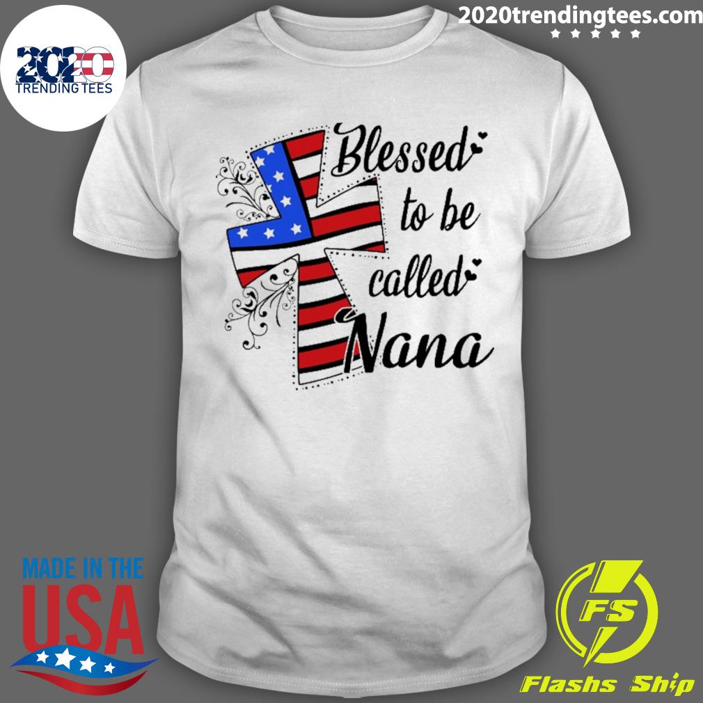 Official american Flag Veteran Blessed to be called Nana T-shirt