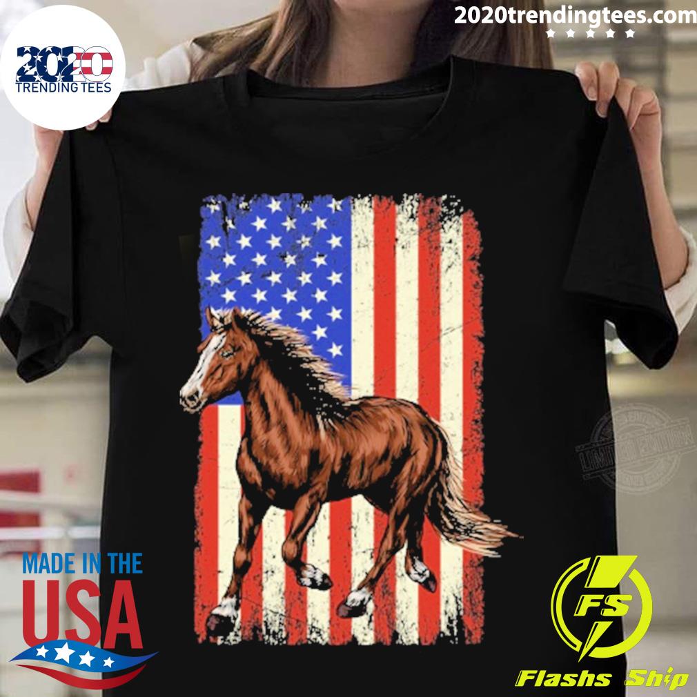 Official horse American Flag 4th of July T-shirt