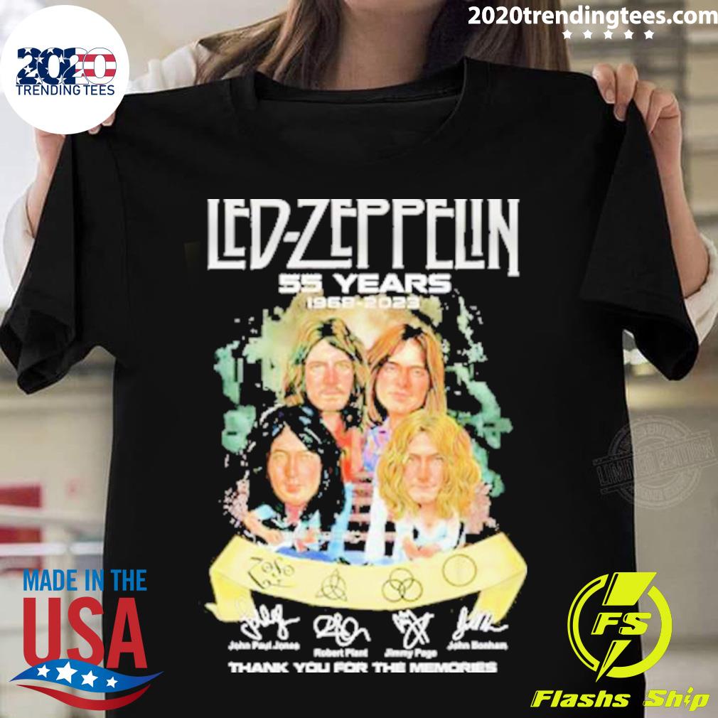 Official led Zeppelin 55 Years 1968-2023 Caricature Signatures T-shirt