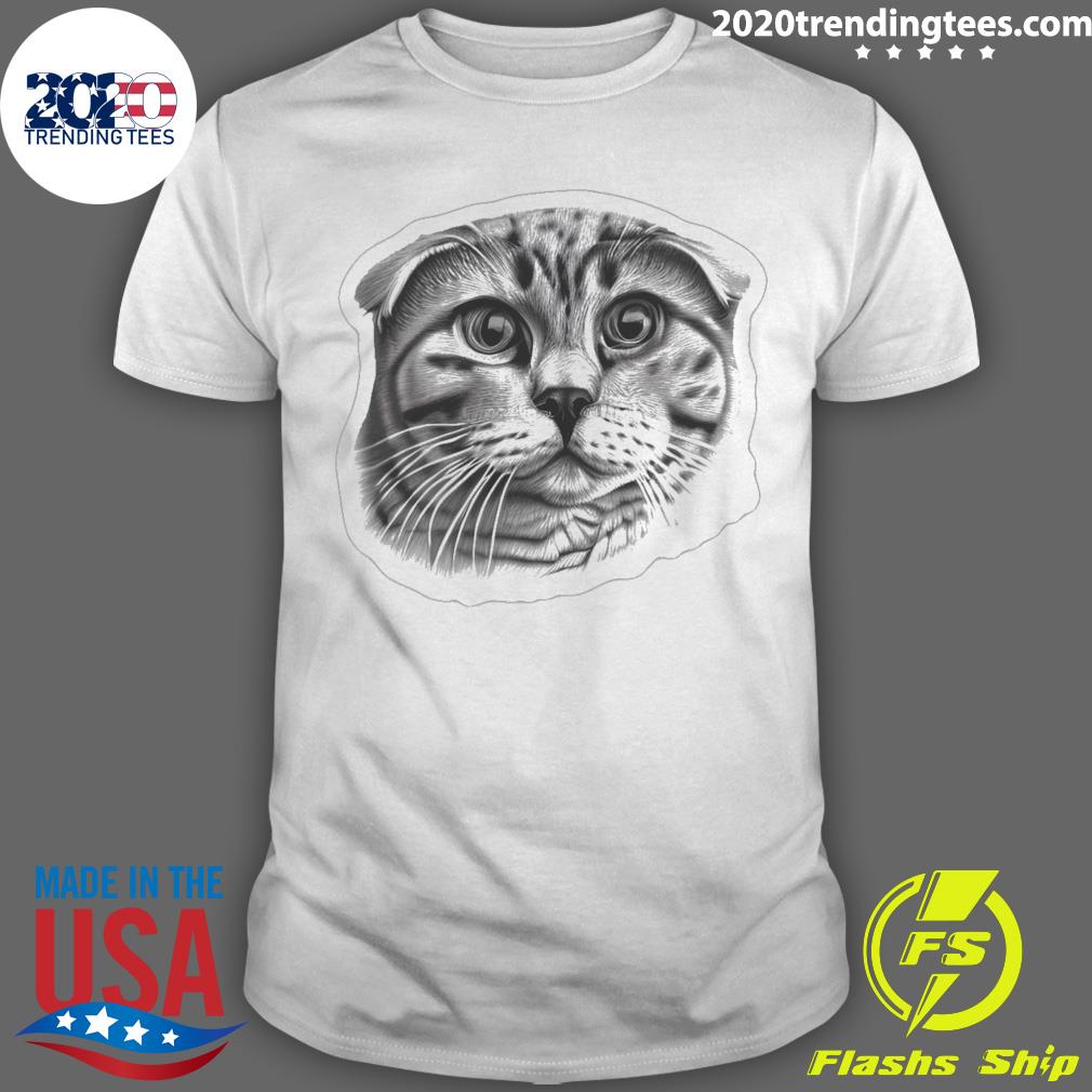 Official scottish Fold Cat Sketch T-shirt