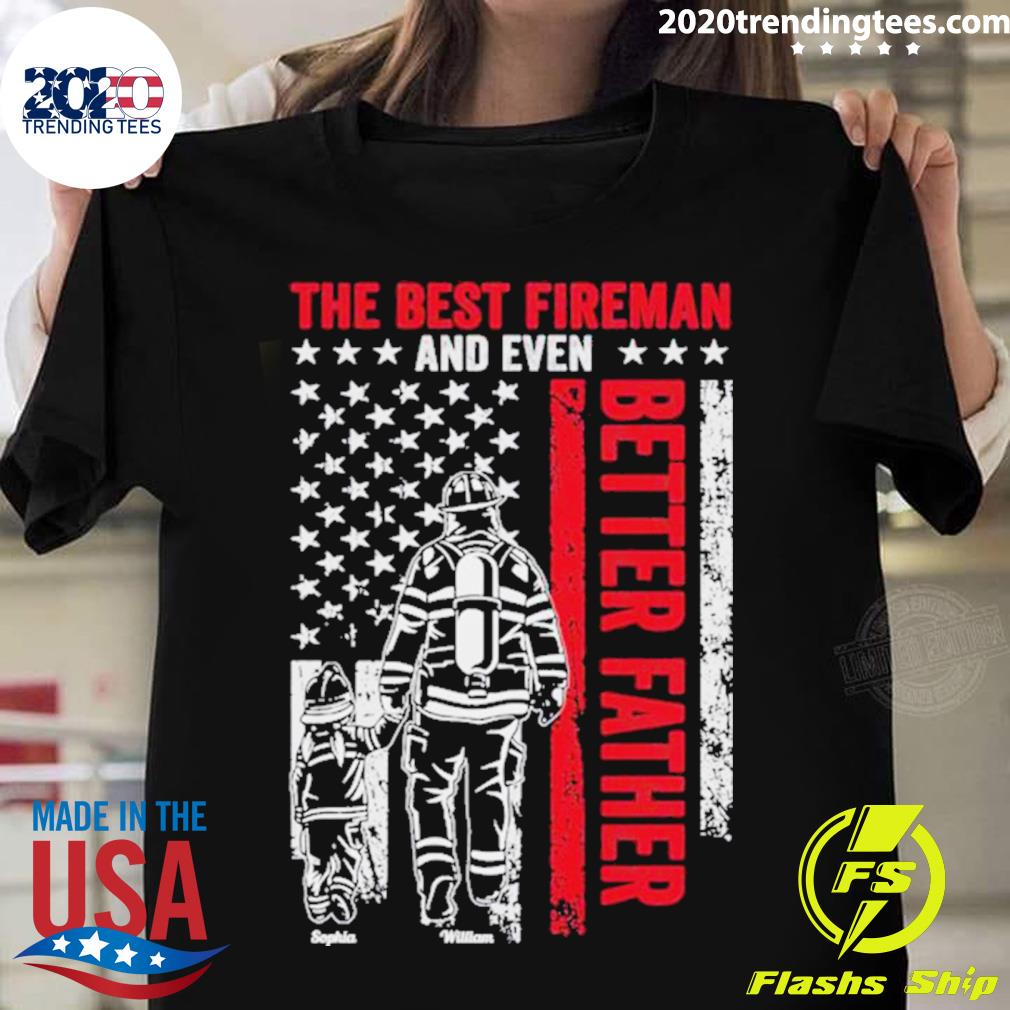 Official the best fireman and even better father personalized back printed T-shirt