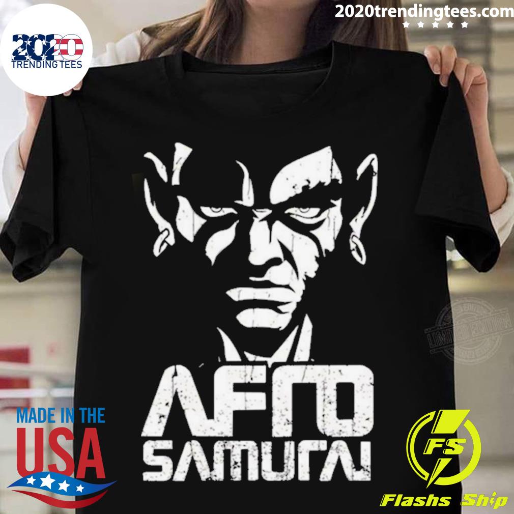 Official white graphic samurai afro T-shirt