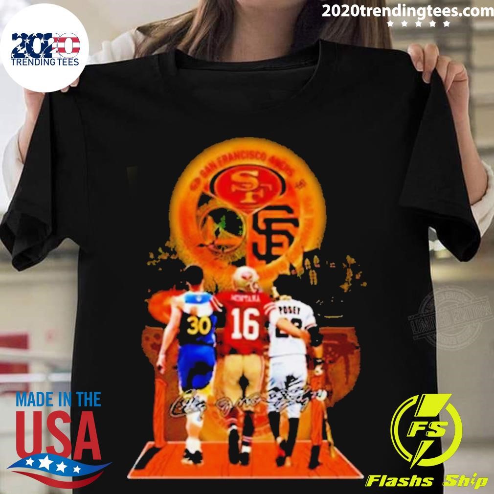 Official san Francisco 49ers Giants And Golden State Warriors Halloween  Signatures 2023 T-shirt - 2020 Trending Tees