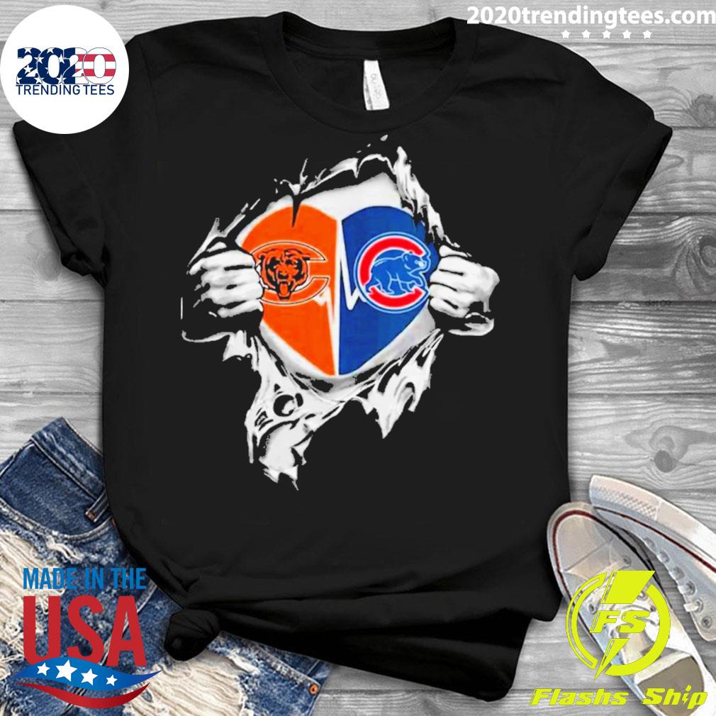 Chicago Bears inside my heart Chicago Cubs shirt, hoodie, sweater, ladies-tee  and tank top