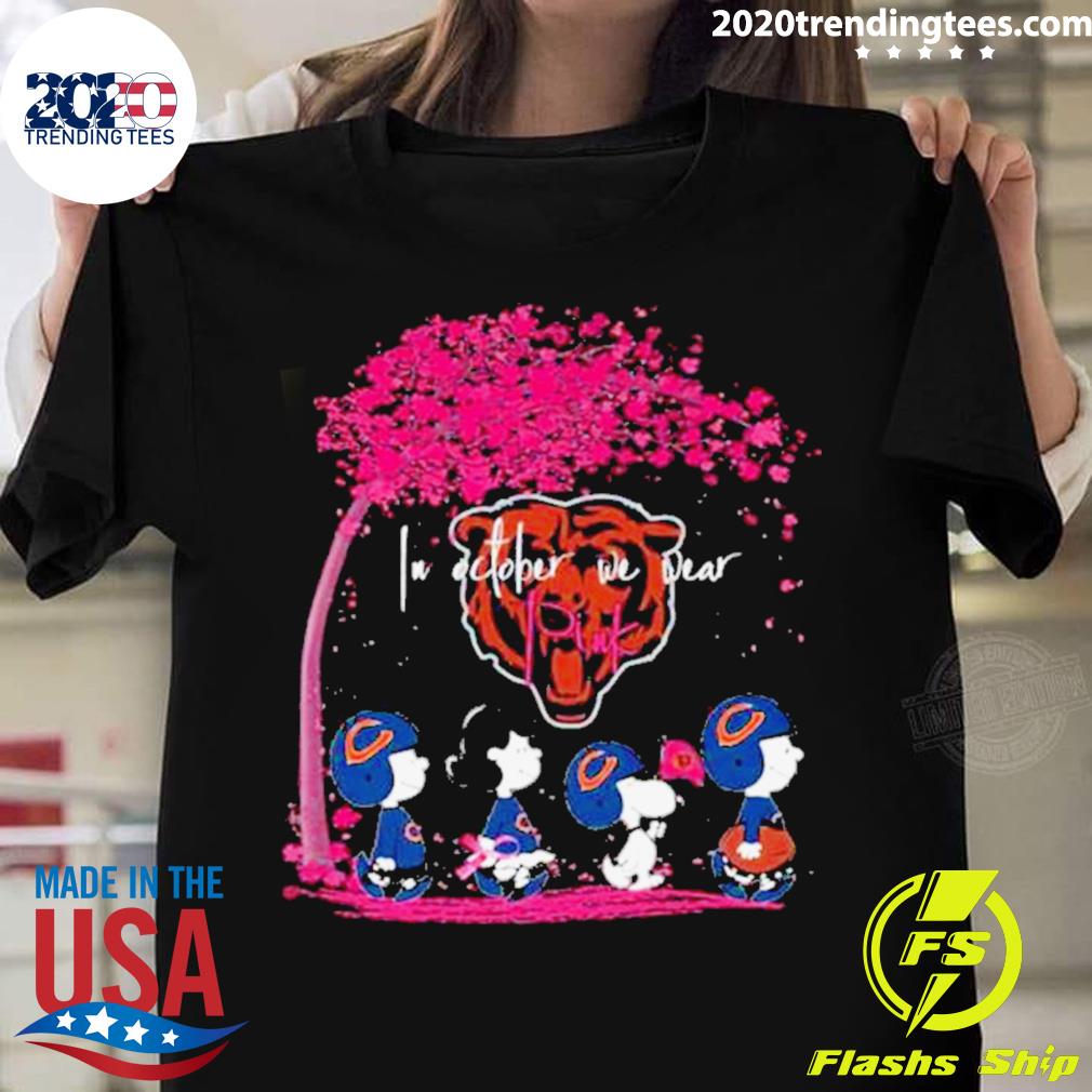 OfficiaI Peanuts characters chicago bears in october we wear pink