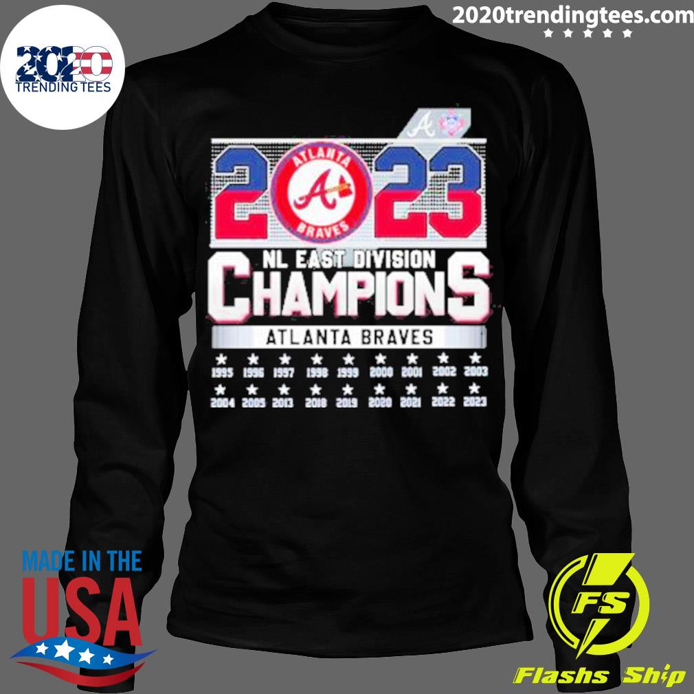 Official Nl east Division champions atlanta braves 2023 1995-2023 T-shirt,  hoodie, tank top, sweater and long sleeve t-shirt