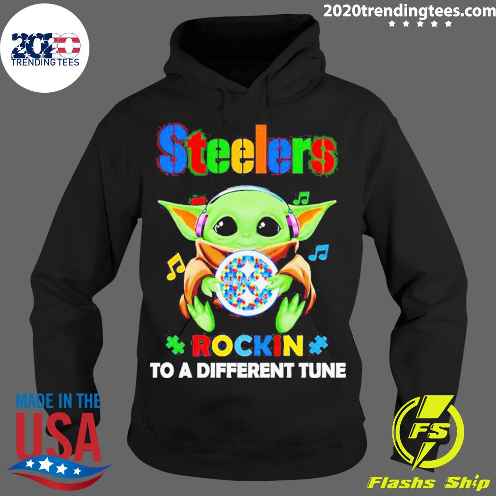 Autism Pittsburgh Steelers Baby Yoda Rockin To A Different Tune Shirt -  Shibtee Clothing