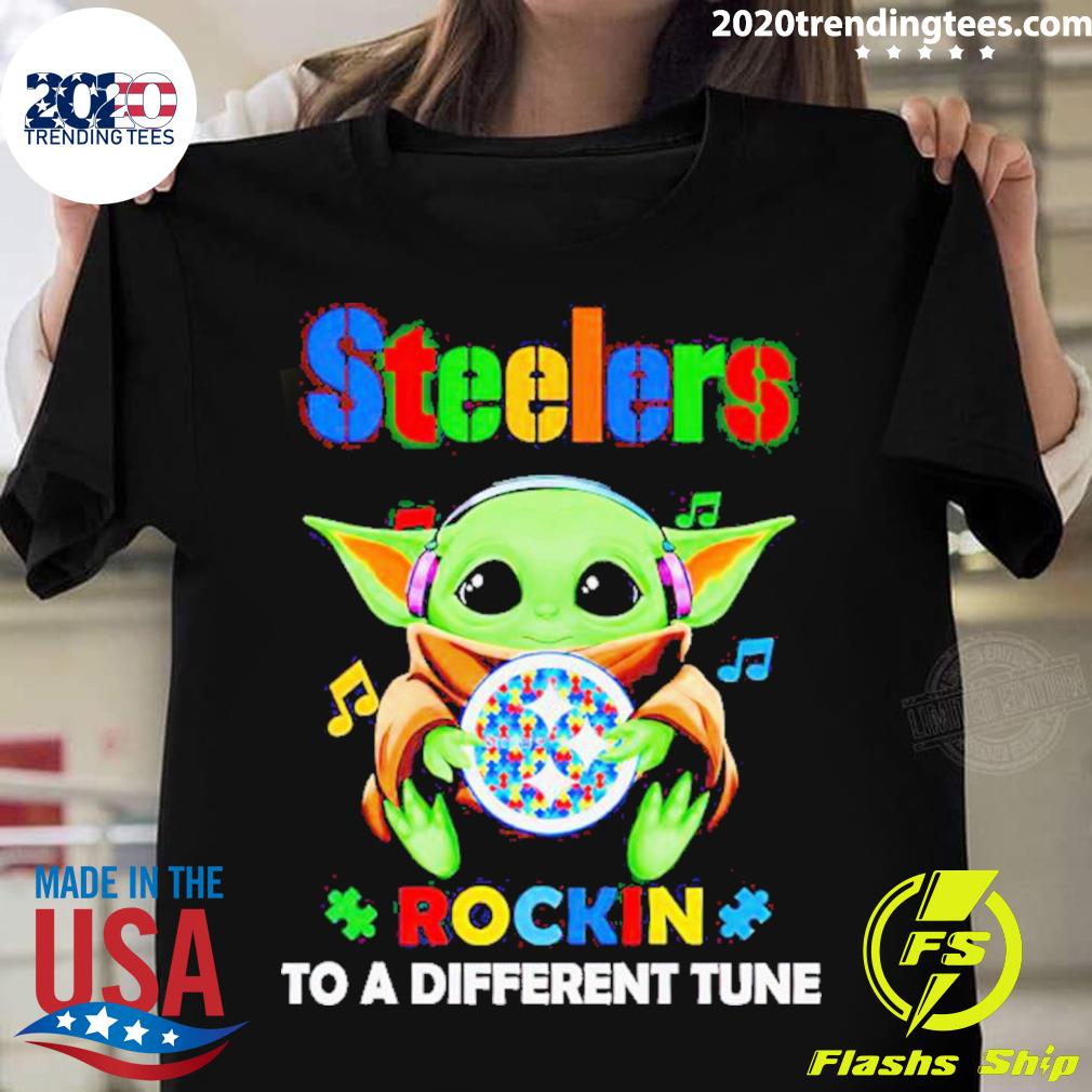 Autism Pittsburgh Steelers Baby Yoda Rockin To A Different Tune