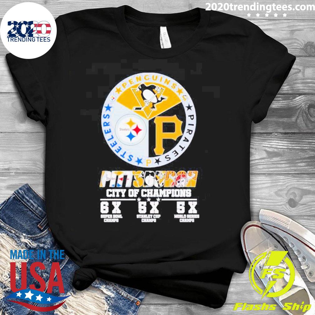 Official pittsburgh City Of Champions Steelers Penguins Pirates T