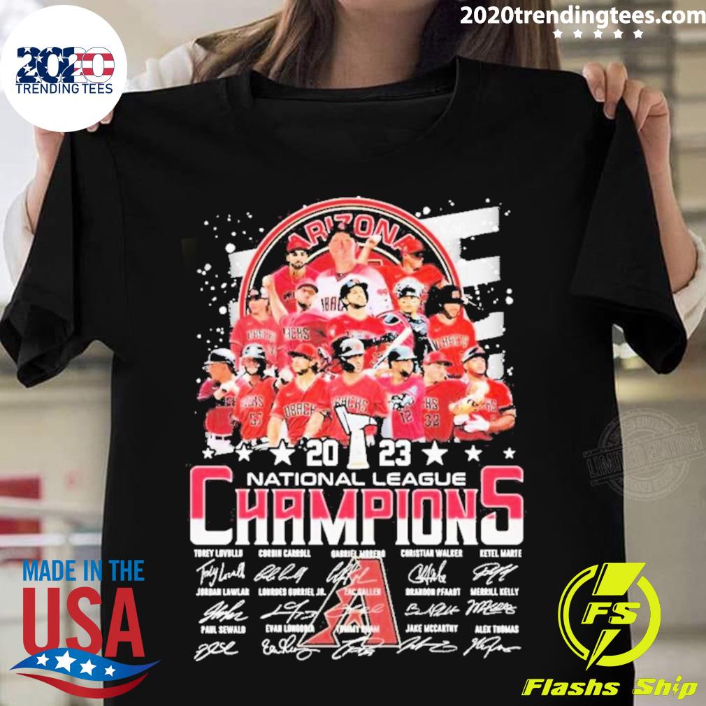 Arizona Diamondbacks Team 2023 National League Champions Signatures T-shirt