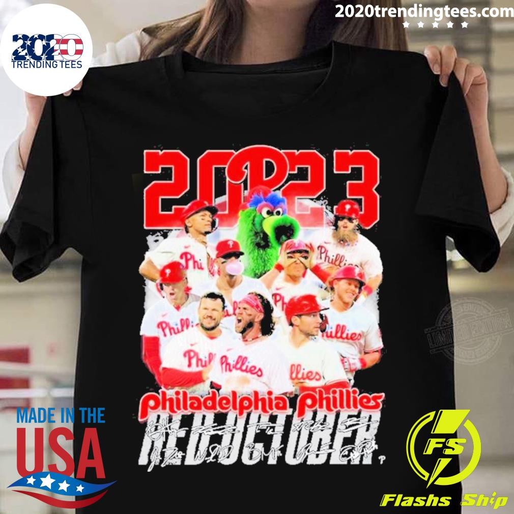 Philadelphia Phillies 2023 P Logo Red October Signatures Shirt