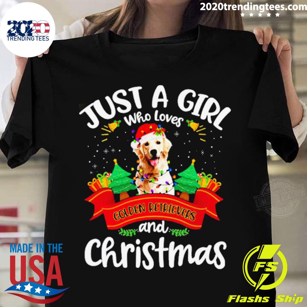 Official just A Girl Who Loves Golden Retriever And Christmas Funny T-shirt