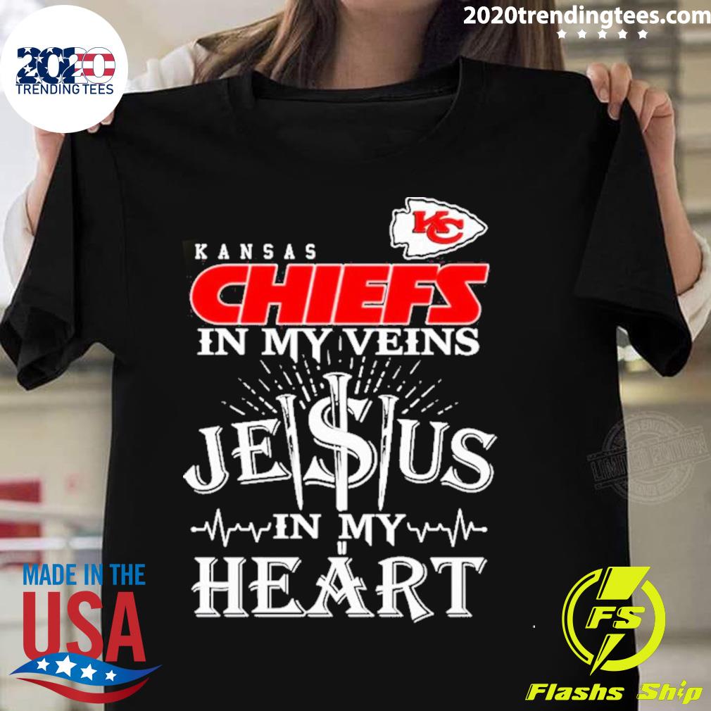 Kansas City Chiefs In My Veins Jesus In My Heart Shirt - Guineashirt  Premium ™ LLC