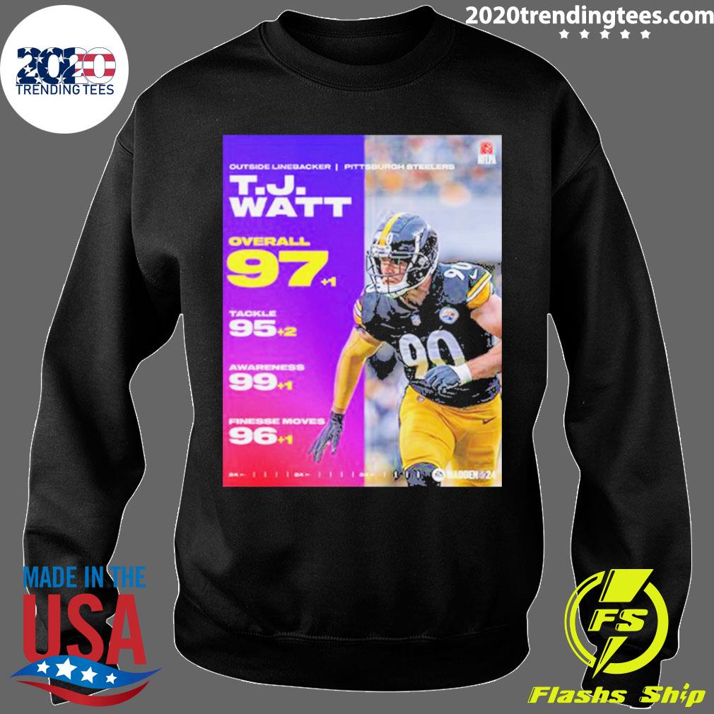 Official outside Linebacker Pittsburgh Steelers TJ Watt Overall 97 EA  Sports Madden NFL 24 99 Club Poster Shirt, hoodie, sweater, long sleeve and  tank top