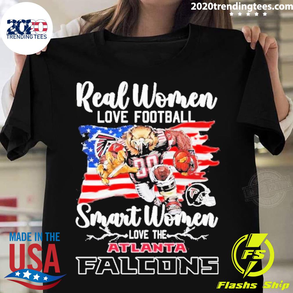 Official real Women Love Football Smart Women Love The Atlanta Falcons Usa Flag T-shirt