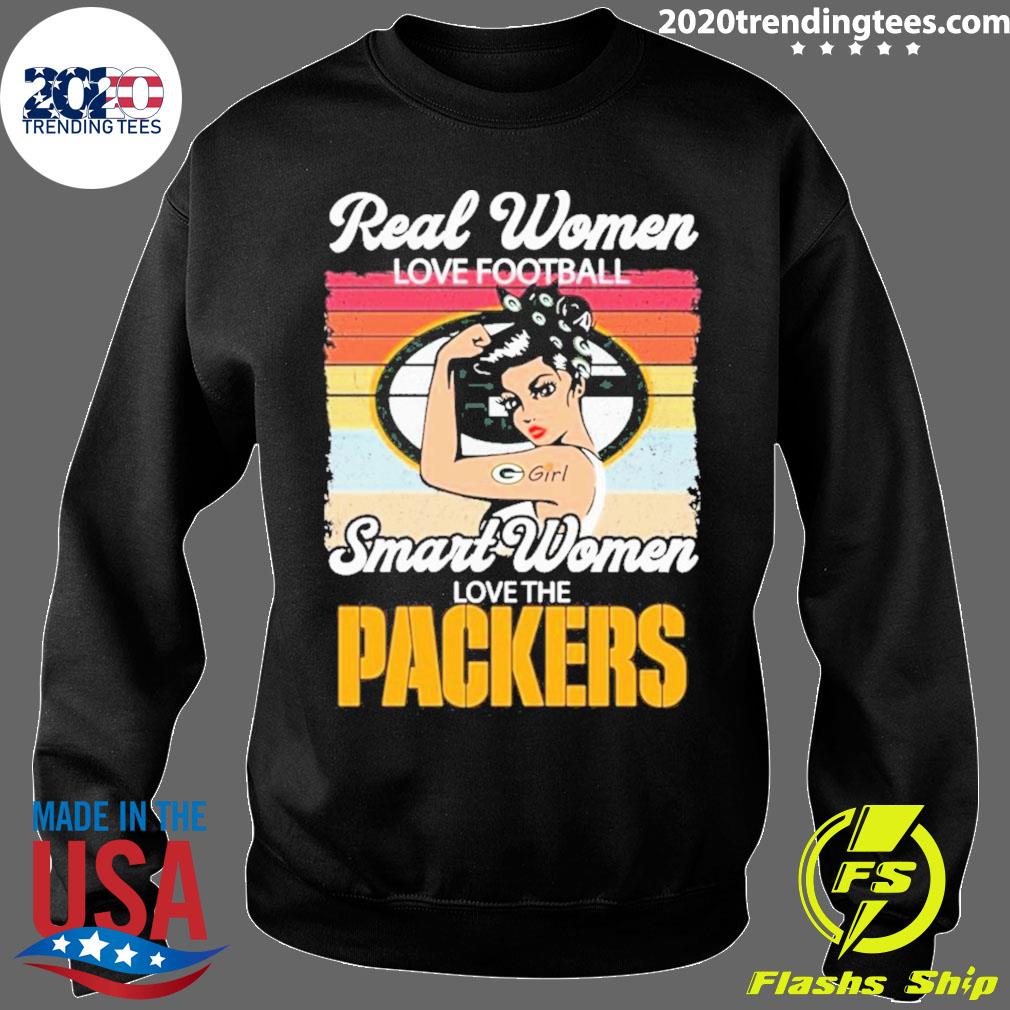 Real Women Love Football Smart Women Love The Green Bay Packers 2023 Logo  Shirt Plus Size