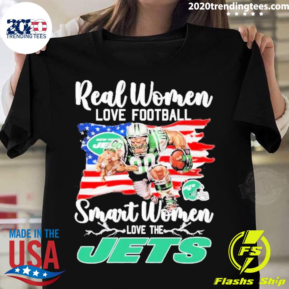 Official real Women Love Football Smart Women Love The New York Jets Usa Flag T-shirt