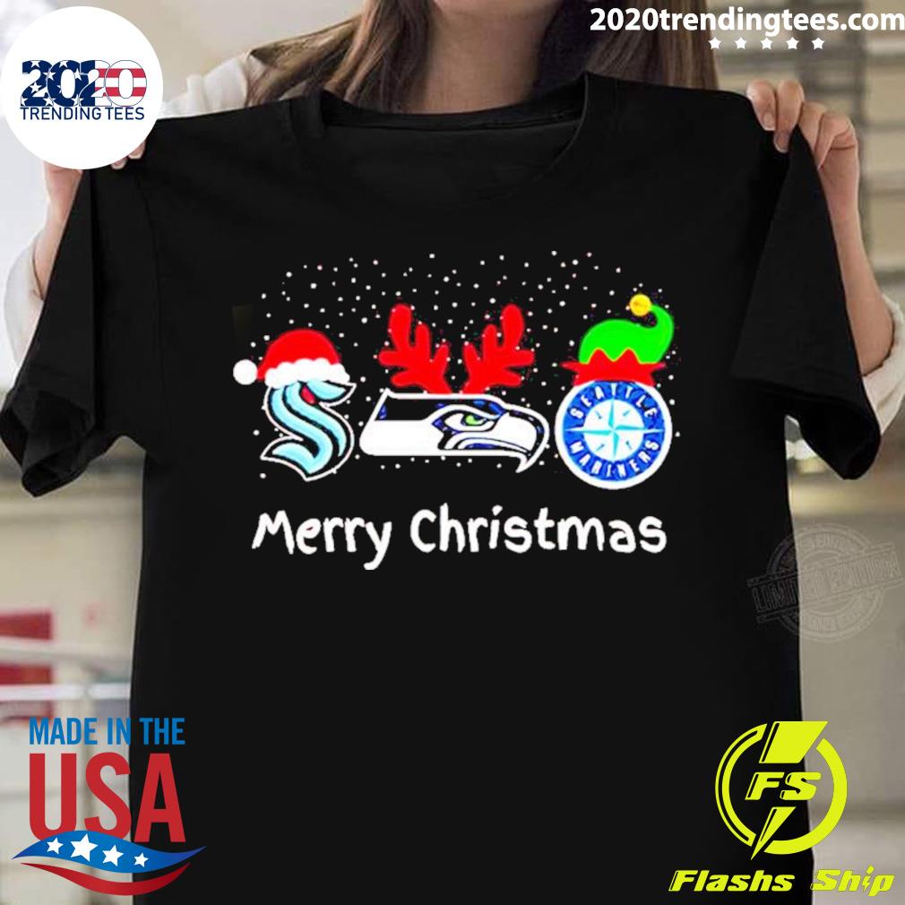 Official seattle Sports Teams Santa Reindeer Elf Christmas T-shirt