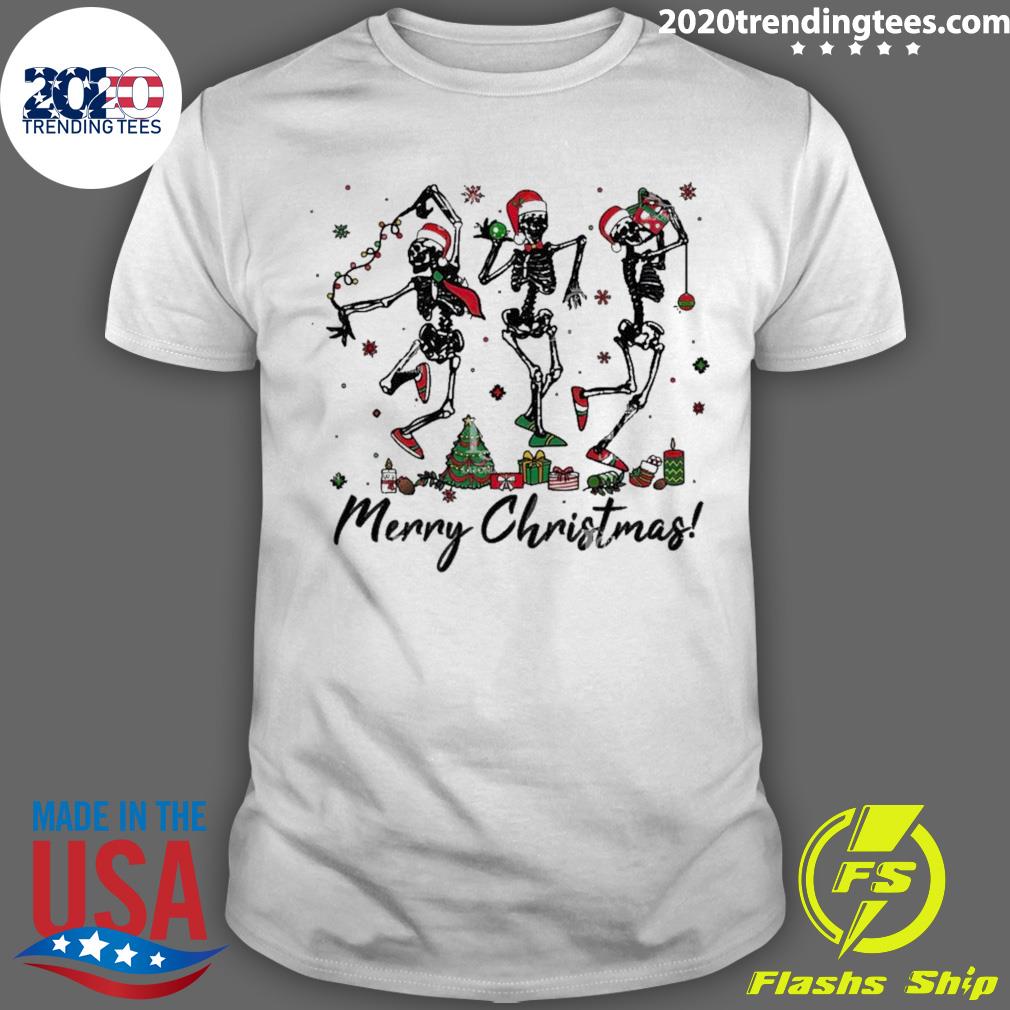 Official skeletons dancing Merry Christmas T-shirt