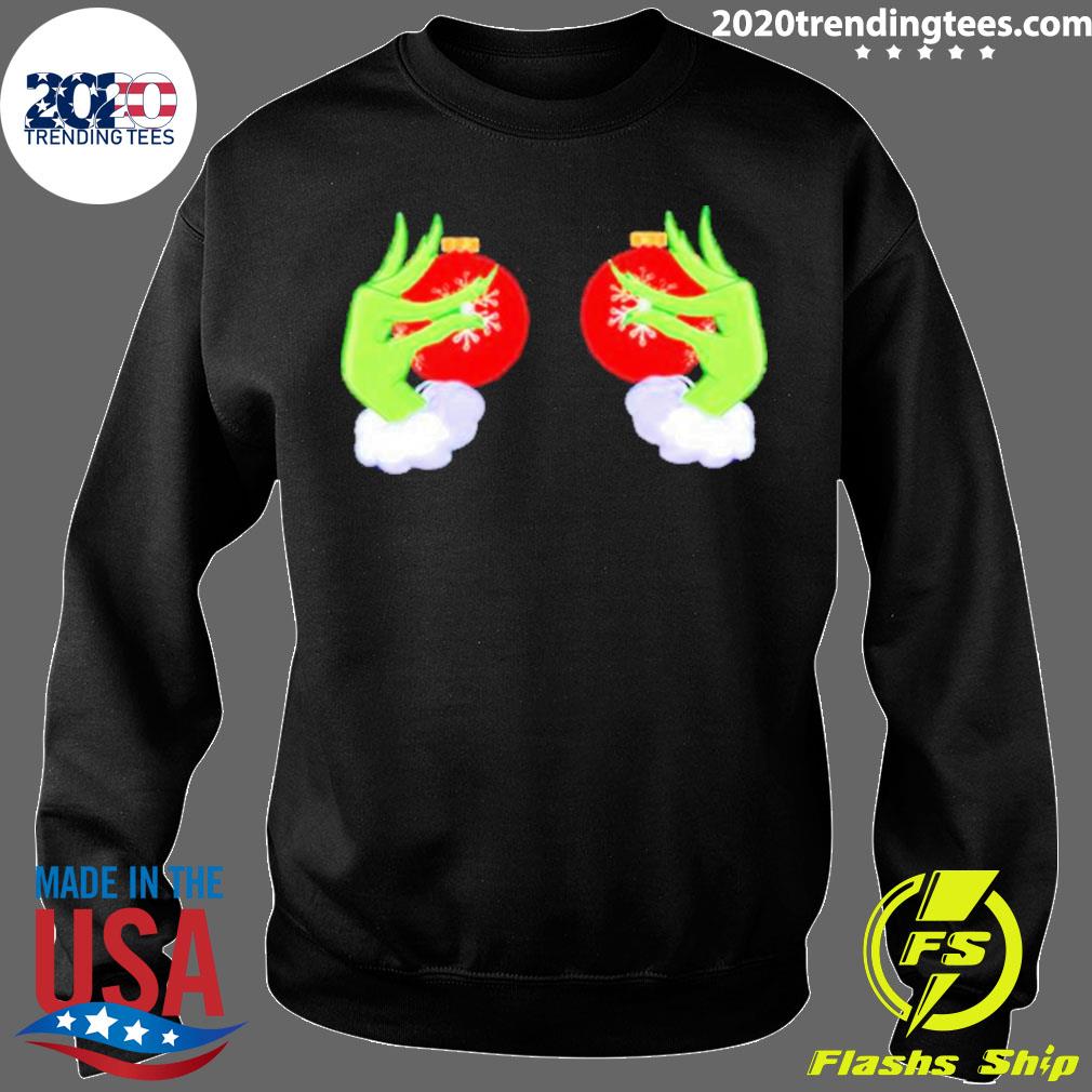 Official the Grinch Hand Holding Boobs Funny Christmas 2023 Holiday T-shirt  - 2020 Trending Tees