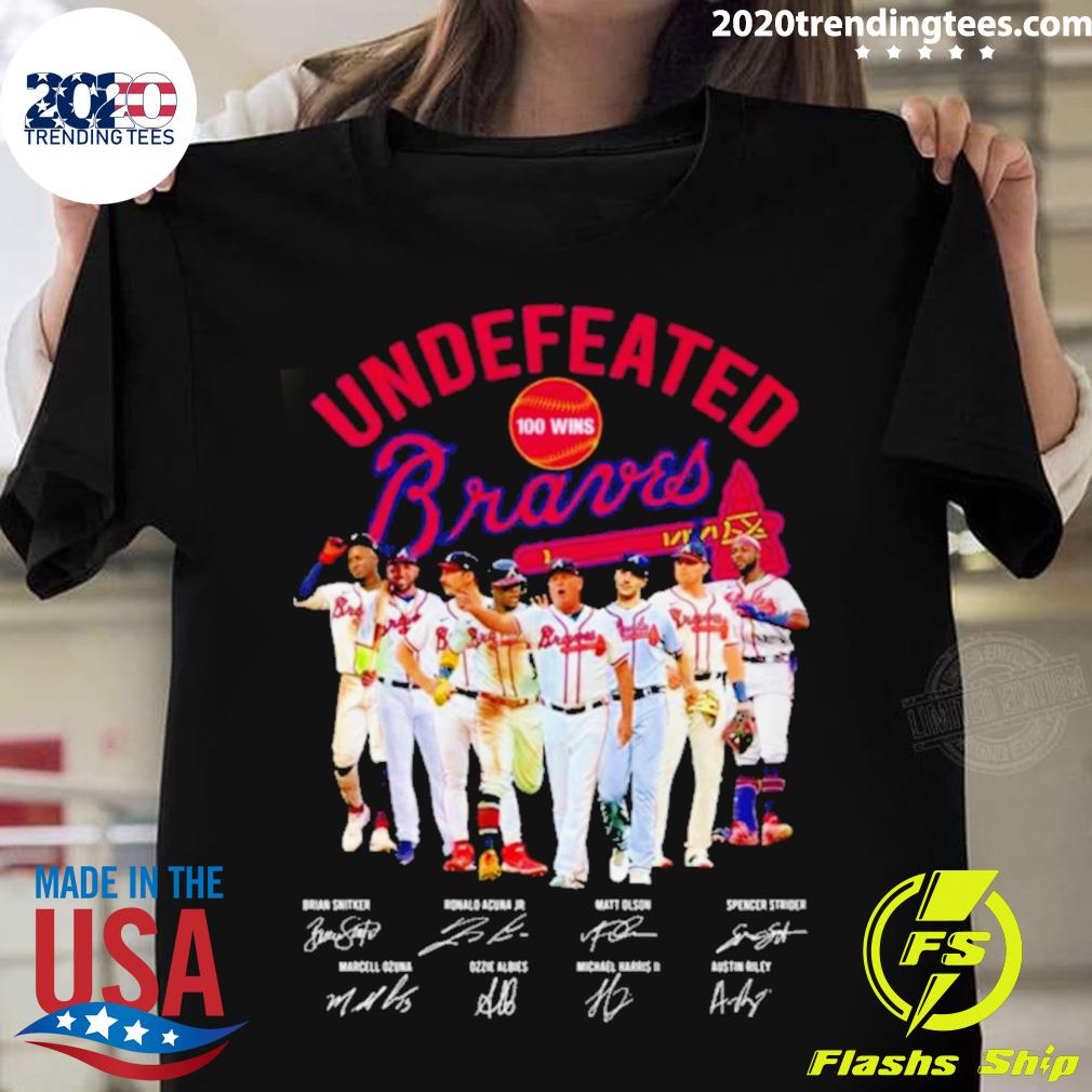 Atlanta Braves Undefeated 100 Wins Signatures t-shirt - ColorfulTeesOutlet