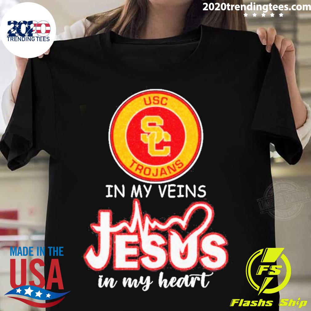 Usc Trojans In My Veins Jesus In My Heart T-shirt