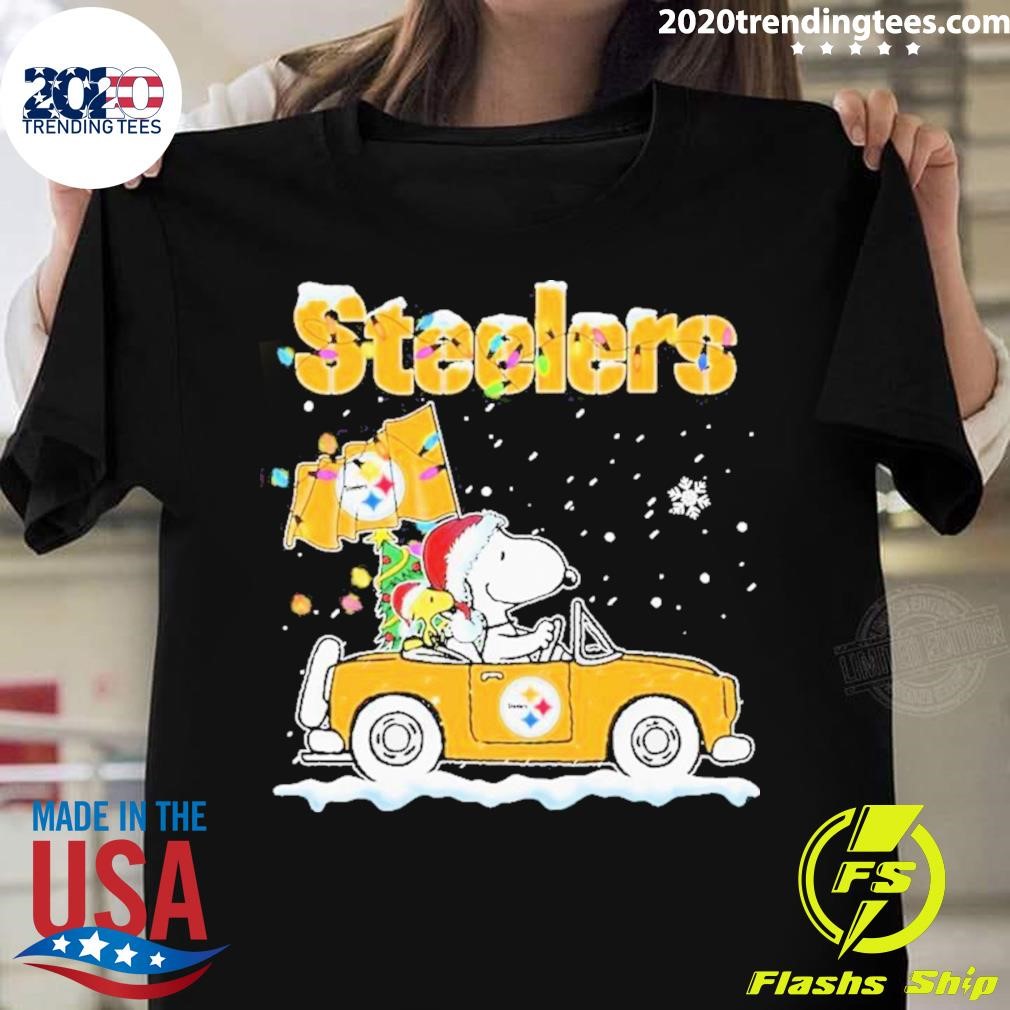 And Woodstock Driving Car Pittsburgh Steelers Christmas T-shirt