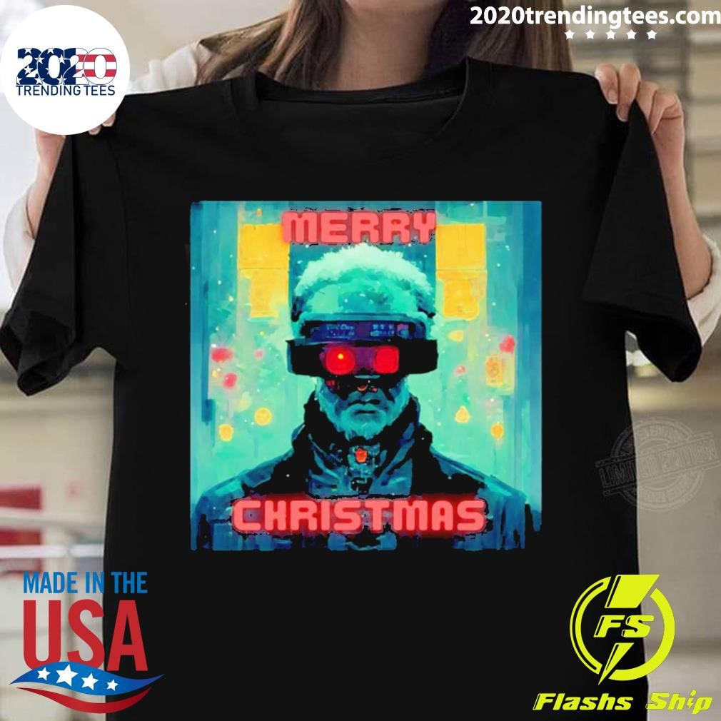 Awesome Cyberpunk Santa Claus Merry Christmas Shirt