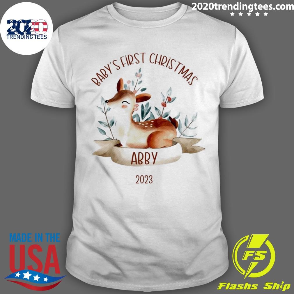 Awesome Deer Baby’s First Christmas Custome Name T-shirt