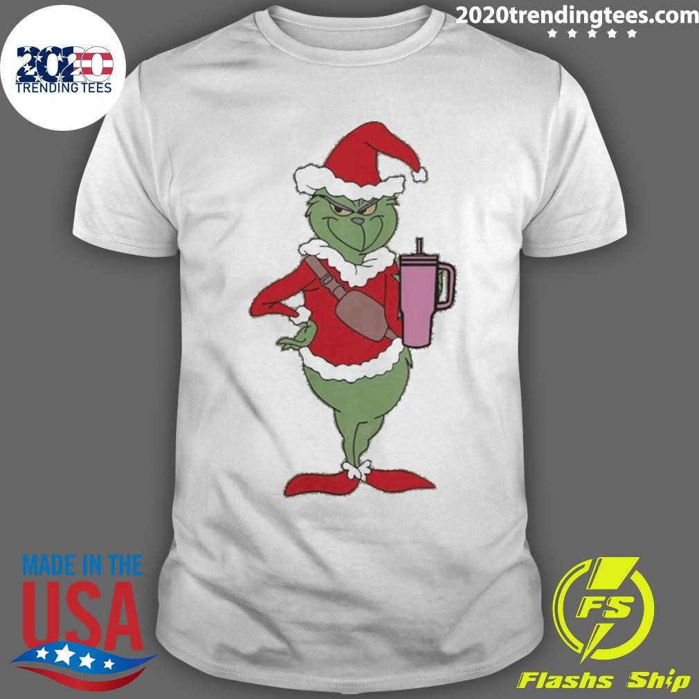 Awesome Grinch hat santa Shack Boujee G Chenille Patch christmas T-shirt