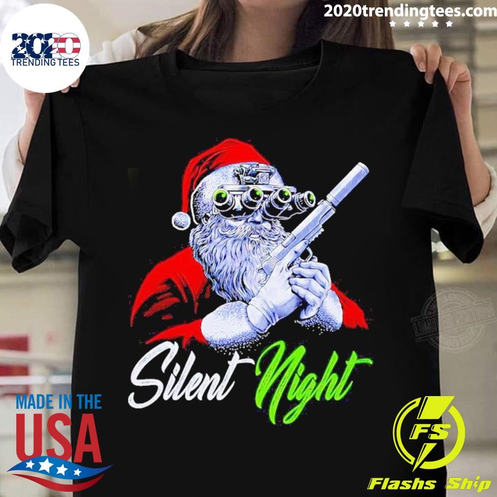Awesome Santa Claus Gun Silent Night Christmas Shirt
