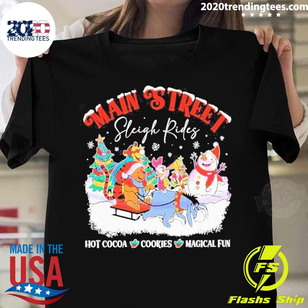Awesome Winnie the Pooh Main Street Sleigh Rides Christmas Shirt