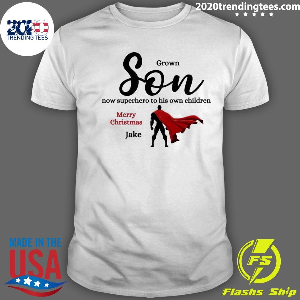 Best Grown Son Now Superhero To His Own Children Merry Christmas T-shirt