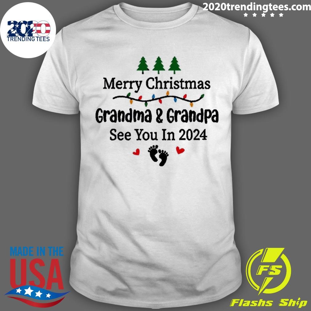 Best Merry Christmas Grandma And Grandpa See You In 2024 T-shirt