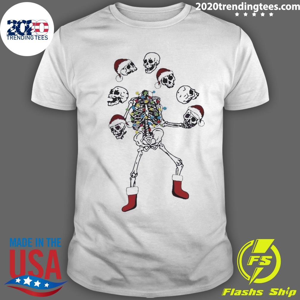 Best Merry Creepmas Christmas Skeleton Santa Light T-shirt