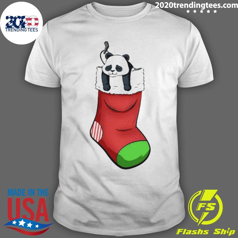 Christmas Sock Panda T-shirt