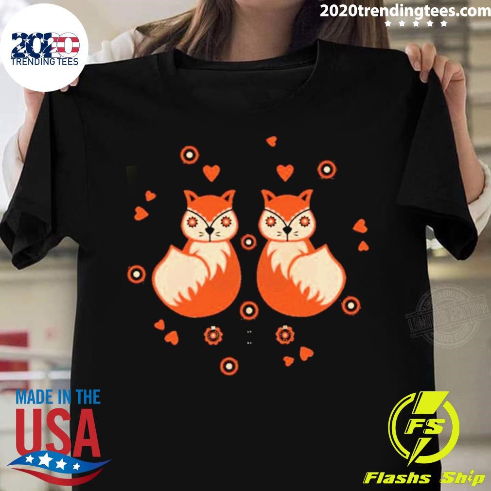 Cute Fox Cottagecore Aesthetic Botanical Scandinavian Folk Art T-shirt