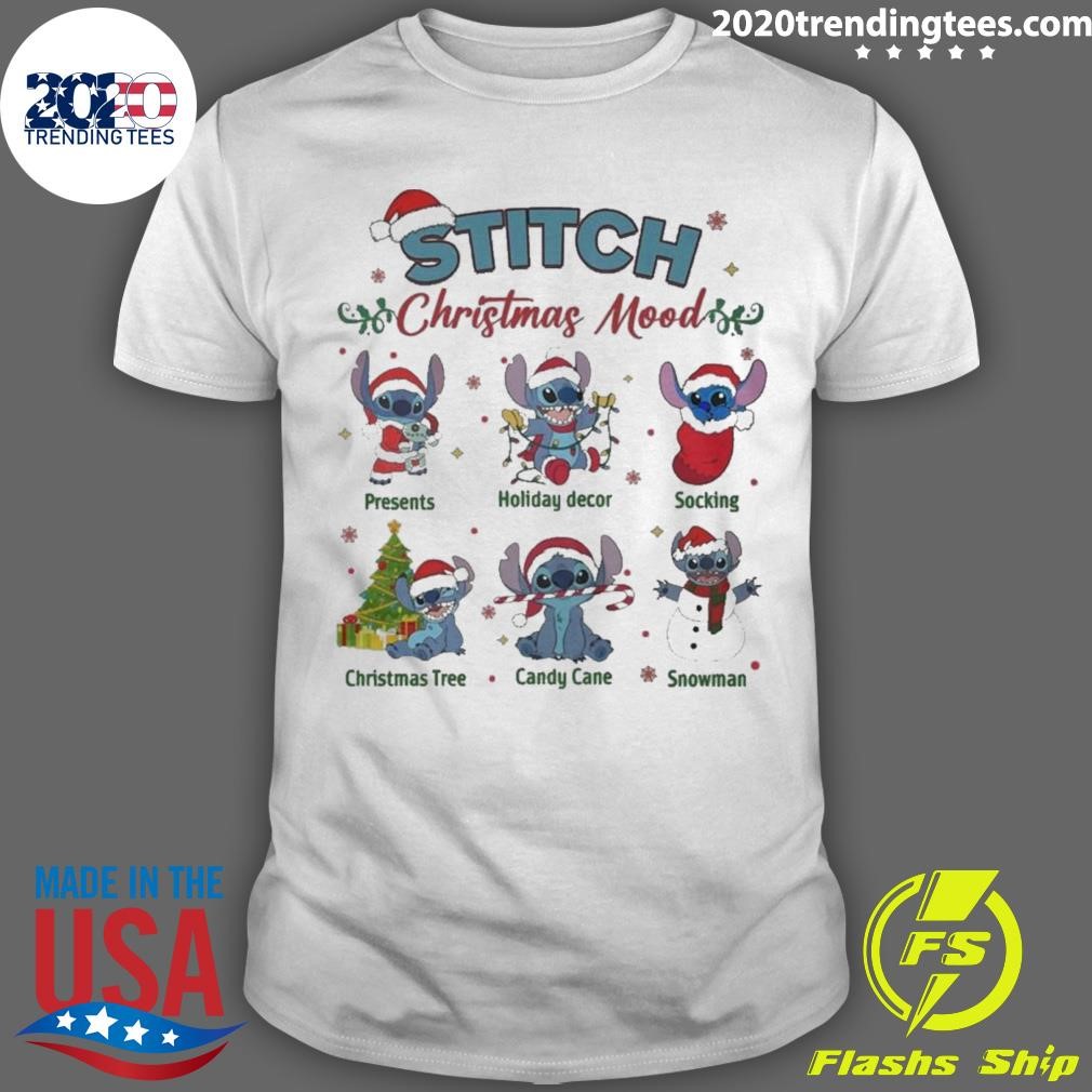 Funny Baby Stitch Hat Santa Christmas Mood Merry Christmas T-shirt
