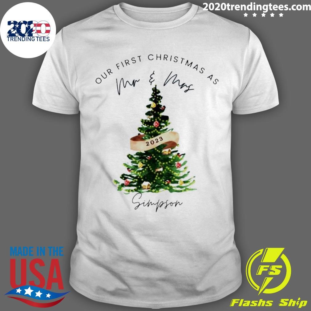 Funny Personalised Christmas Tree Our First Xmas T-shirt