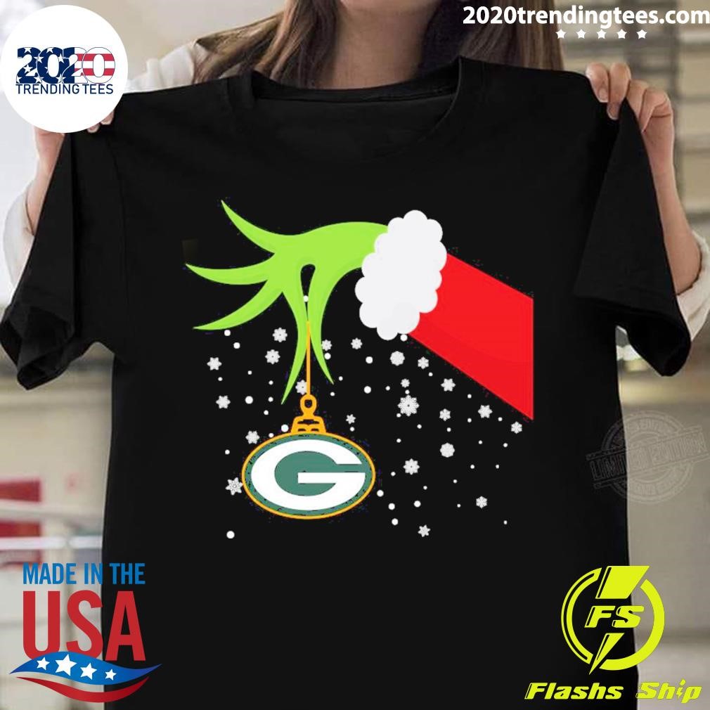 Grinch Hand Green Bay Packers Merry Christmas T-shirt 2024 T-shirt