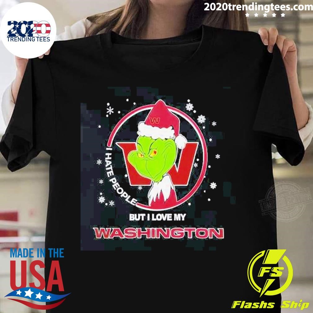Grinch Santa I Hate People But I Love My Washington Commanders T-shirt