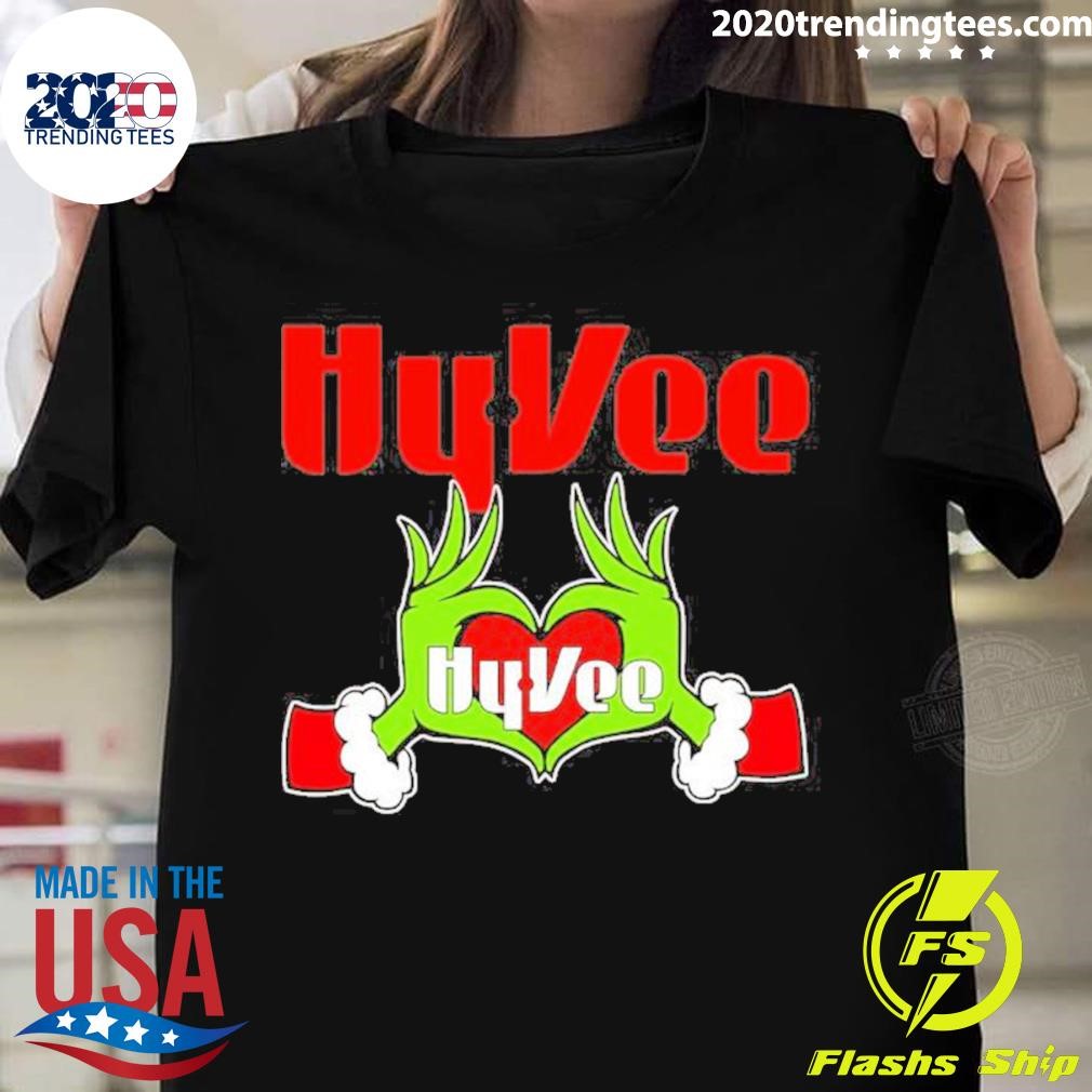 Grinch Santa Love Hyvee Logo Merry Christmas T-shirt
