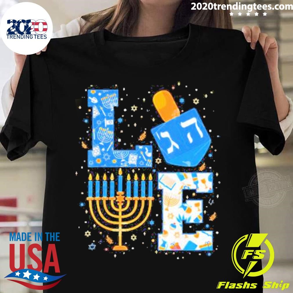 Hanukkah Love With Menorah T-shirt