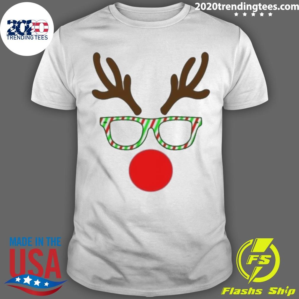 Hipster Reindeer Merry Christmas T-shirt