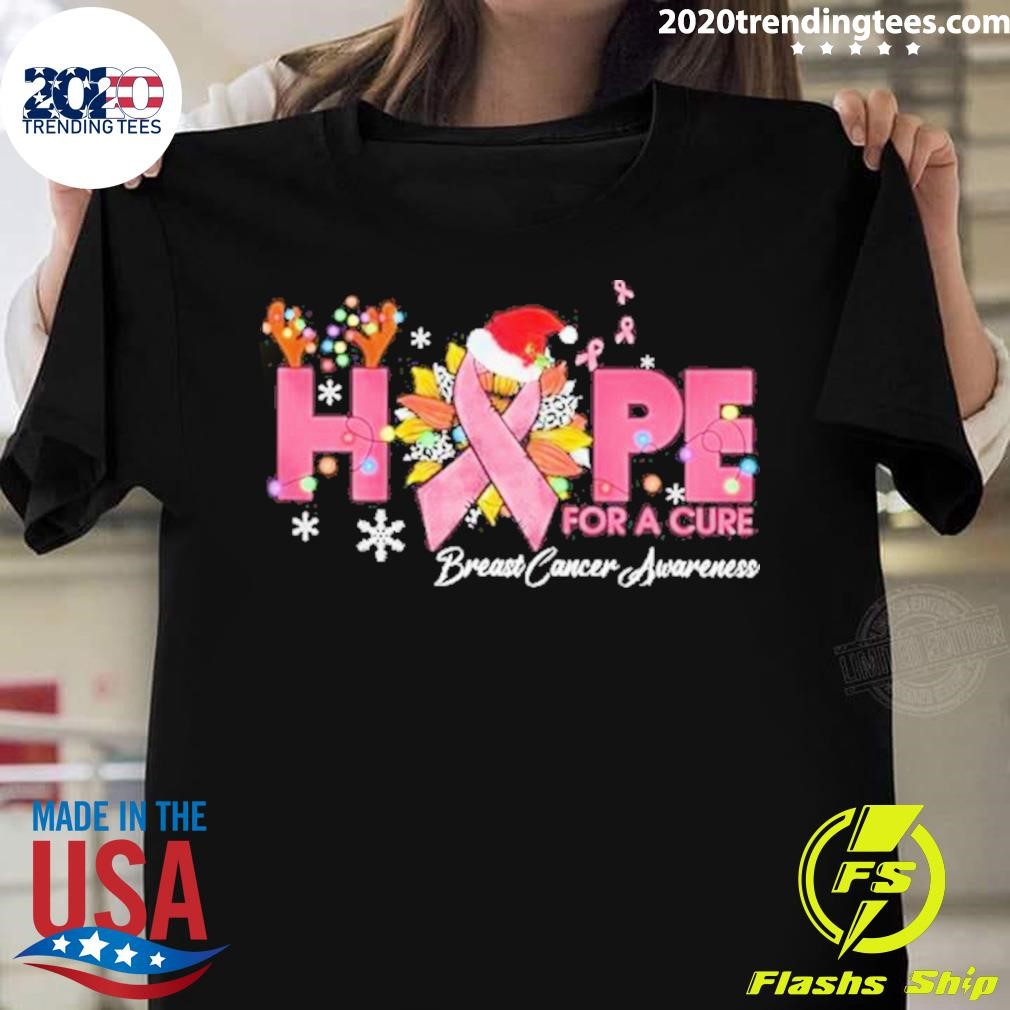 Hope For A Cure Breast Cancer Awareness Christmas T-shirt
