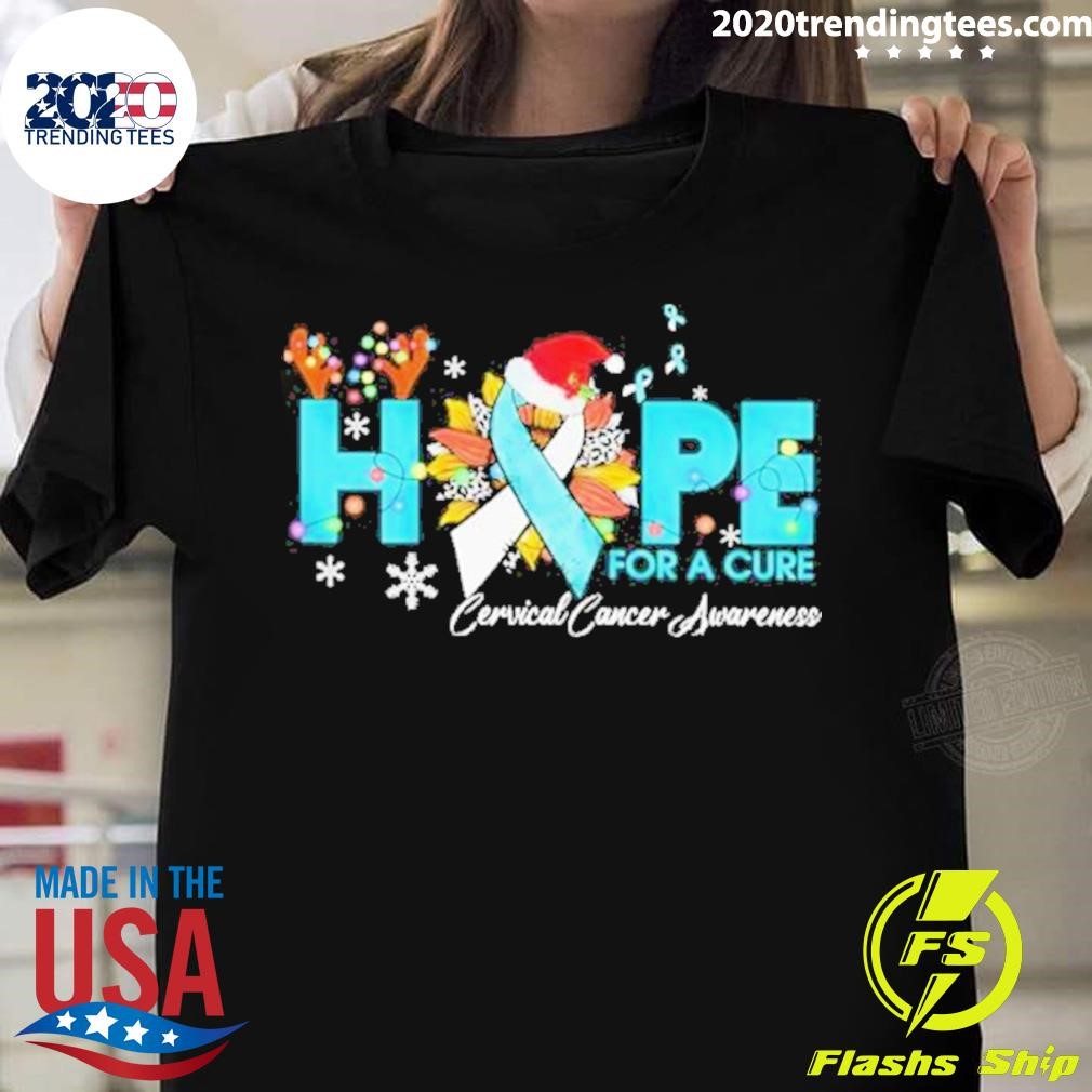 Hope For A Cure Cervical Cancer Awareness Christmas T-shirt
